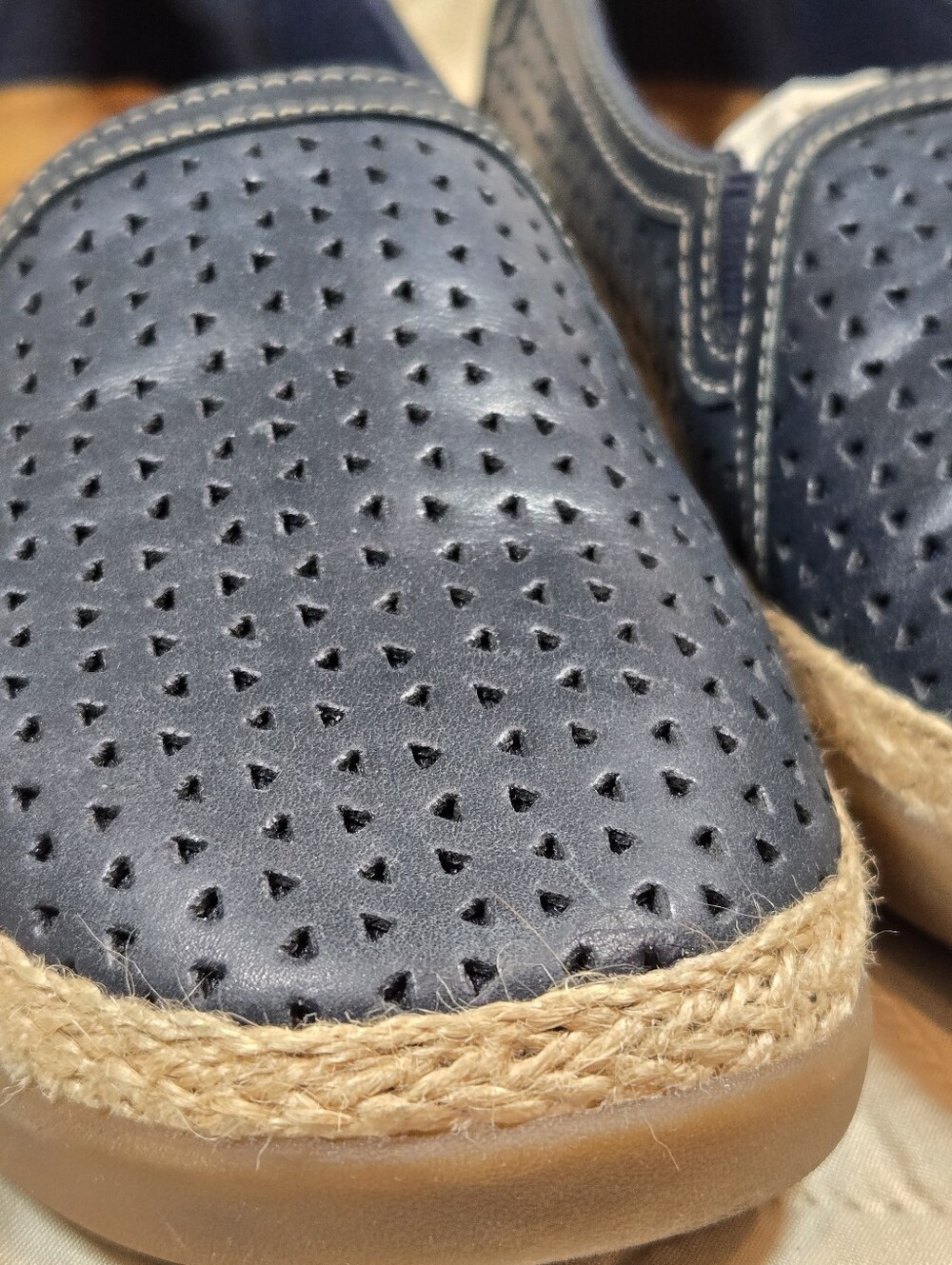 Womens Clarks Elaina Ruby Espadrille Slip-On Leather Flats - Navy Blue - Sz 9 - Picture 4 of 9
